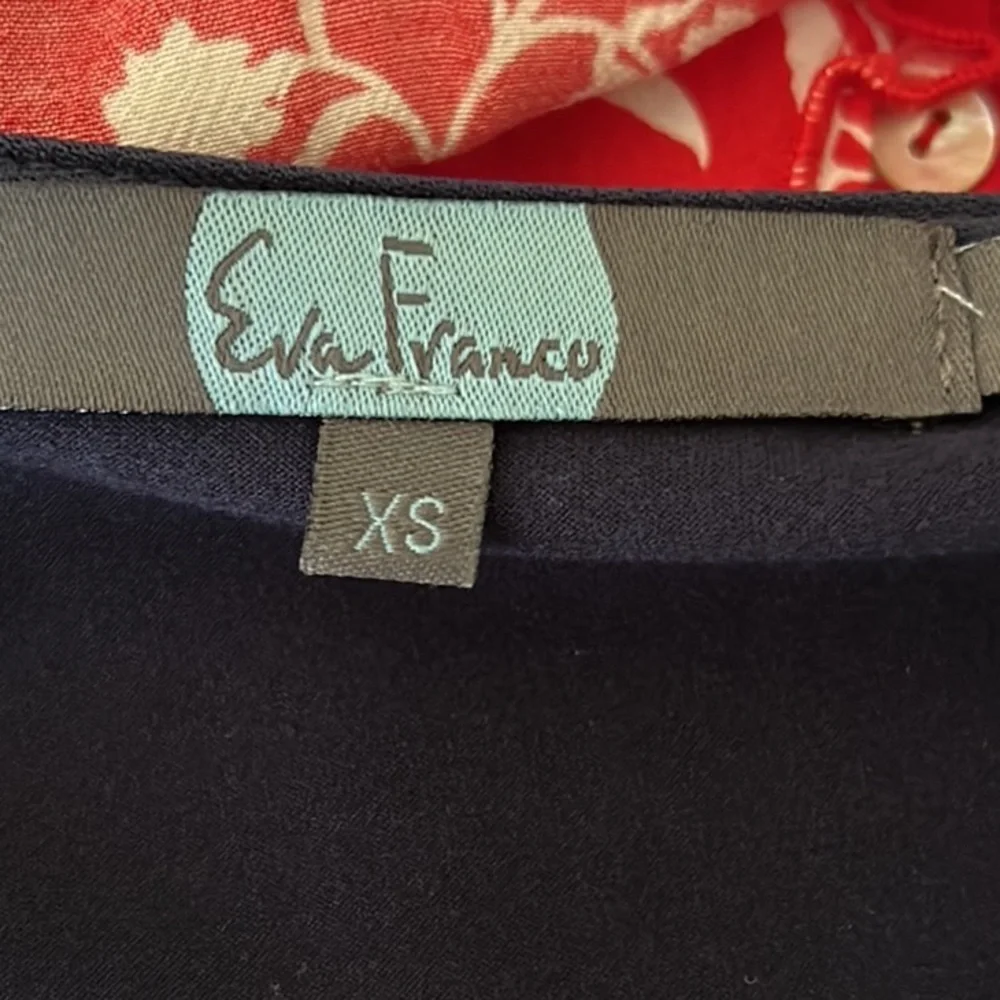 Anthropologie Eva Franco Becky Navy Blue White Daisy Appliqué Top - XS